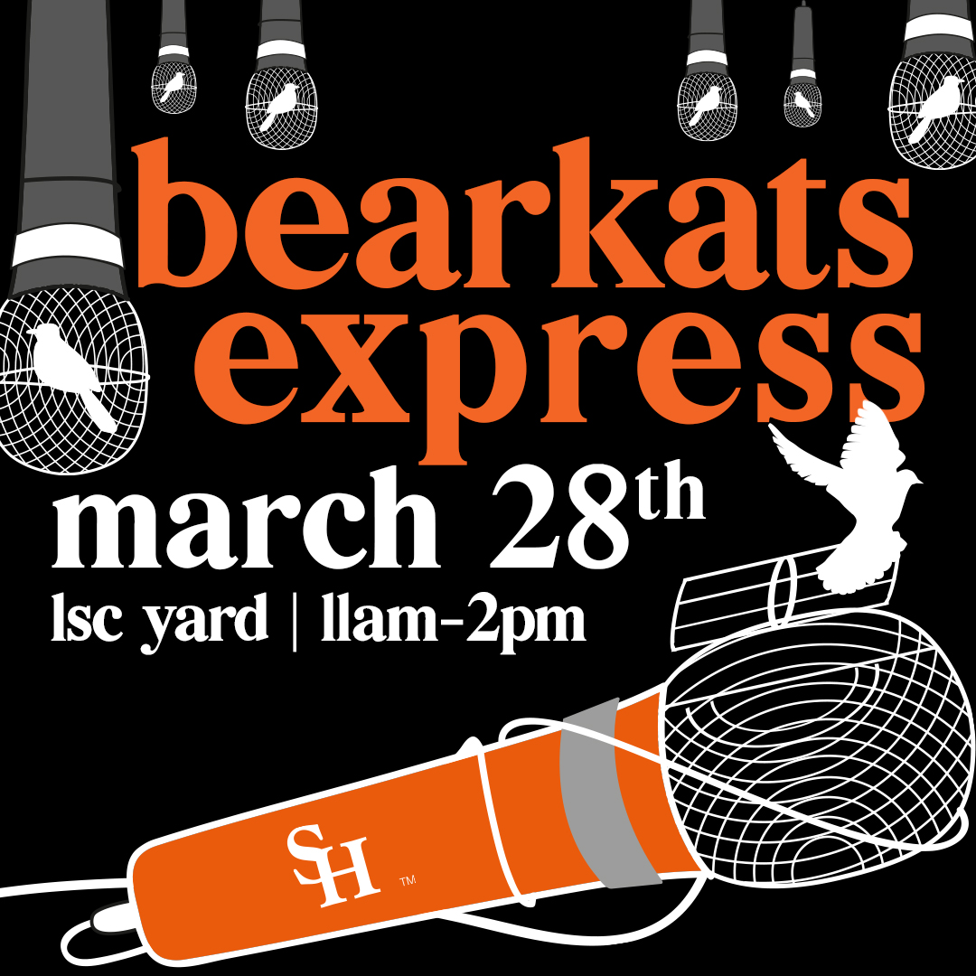 SHSULSC's tweet photo. Be sure to come out on Monday, the 28th!
@SHSULSC @shsu_doso #expressiveactivity #express_SHSU https://t.co/x6wEonB1J9