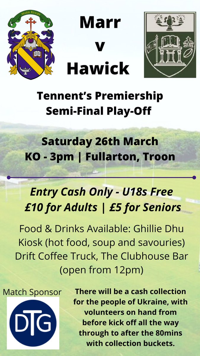 It’s set to be a glorious day in Troon☀️

Marr v <a href="/HawickRFC/">Hawick RFC</a> - 2 days to go 🏉 

💜💛