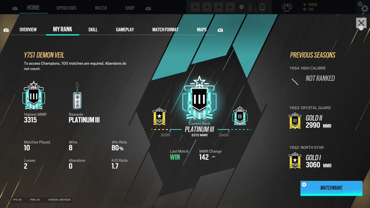 First placements after 3 months of not playing 🙂🙂 gonna go for plat 2 for now.