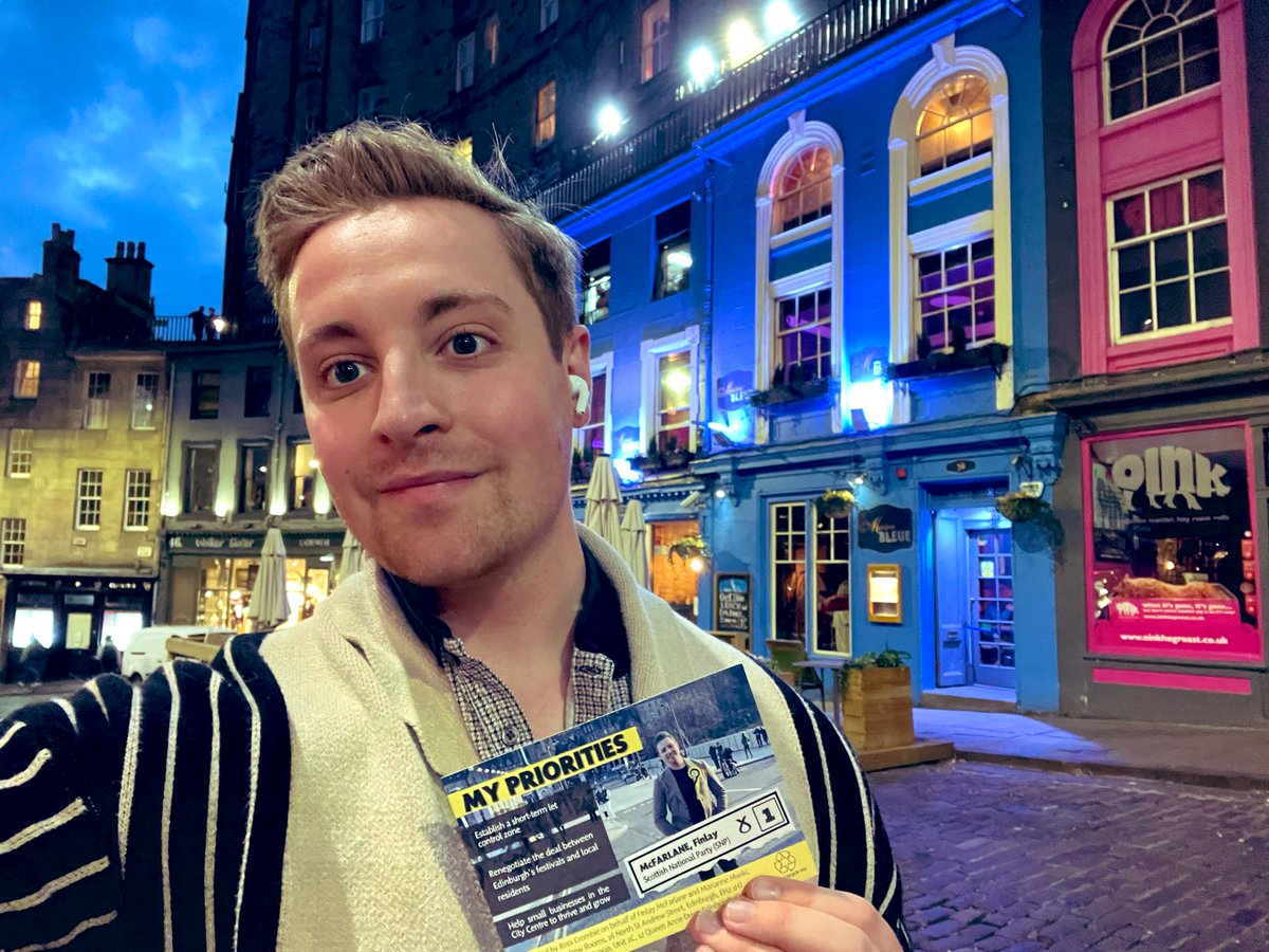 FinlayMcF's tweet photo. It’s a gorgeous night to be in Grassmarket! 

🗳 May 5th #Fin2Win https://t.co/y7XR7A05dK