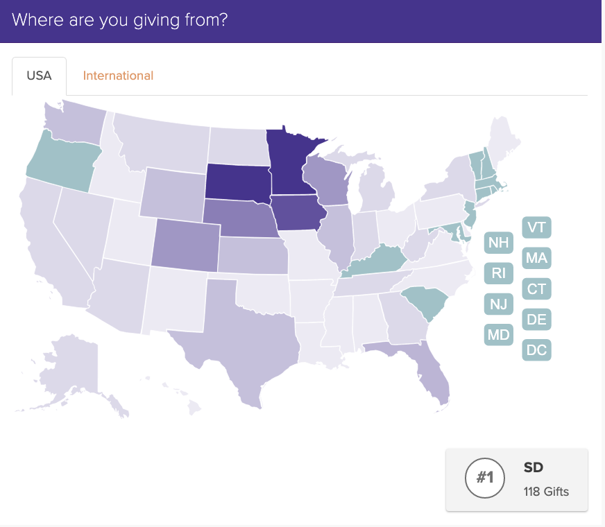 USiouxFalls's tweet photo. Get your state on the map! If your state hasn’t been turned purple it means we need a gift from your state for #GIVE2COO! Come on east coast! 😉
#COOmmunity
https://t.co/jviipREDlb https://t.co/HDdIaeFPKQ