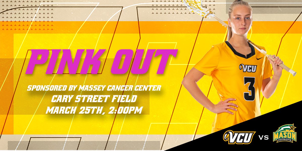 Ram Fans, wear PINK to Cary Street Field tomorrow as <a href="/VCU_Lacrosse/">VCU Women's Lacrosse</a> takes on the George Mason Patriots at 2 p.m. 💕🐏 

#LetsGoVCU #ThisIsRamNation