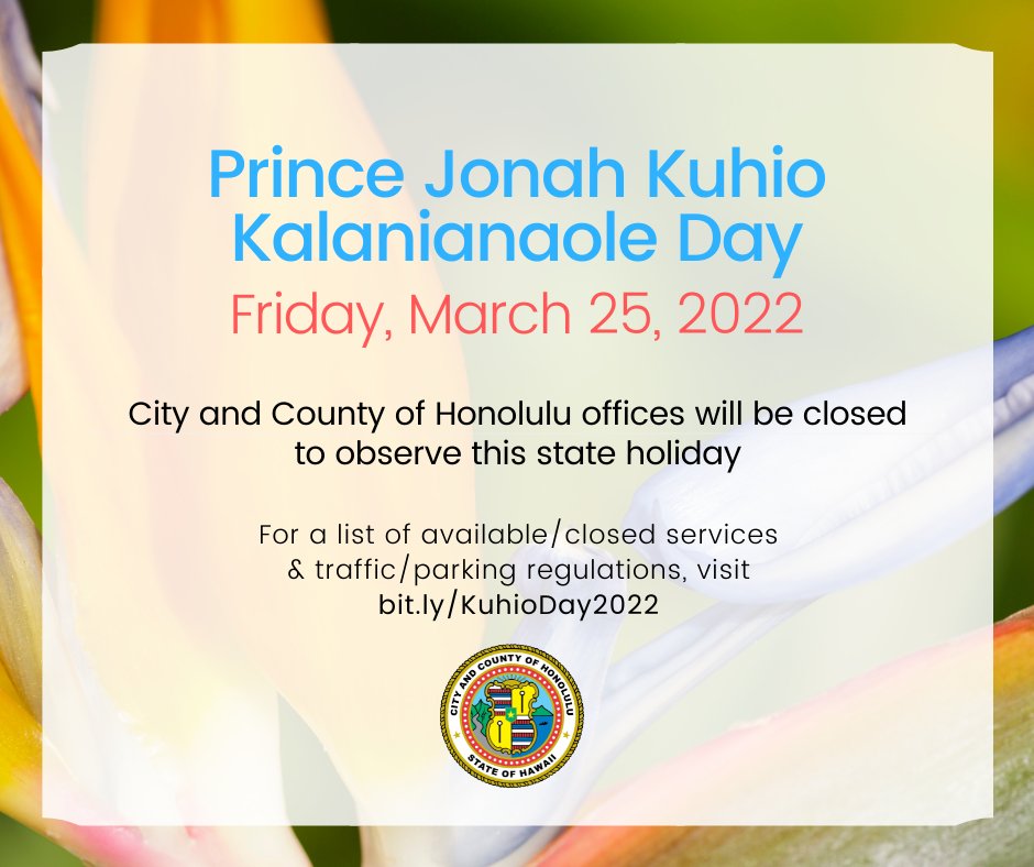 City of Honolulu on Twitter "Please note the city’s holiday schedule