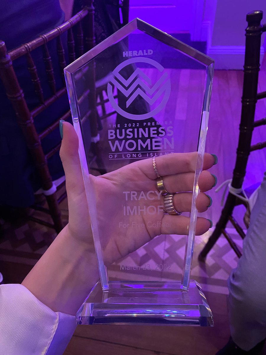 forfivecoffee's tweet photo. Congrats to our VP of Marketing @Tracy_Imhof on receiving an award at ‘The Premier Business Women of Long Island Awards Gala’ last night! https://t.co/p8rgLo8f43