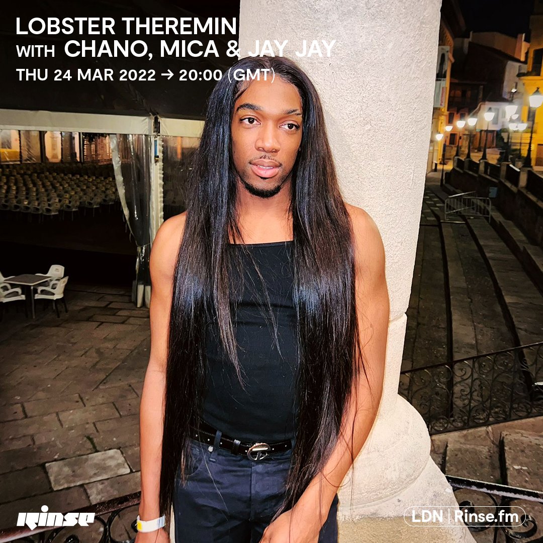 Next up it's <a href="/lobstertheremin/">Lobster Theremin</a> with  #Chano <a href="/JayJayRevlon/">The One They Call Jay Jay</a> <a href="/MicaCoca1/">Mica Coca</a> 

Lock in on rinse.fm/player + 106.8FM

#RinseFM