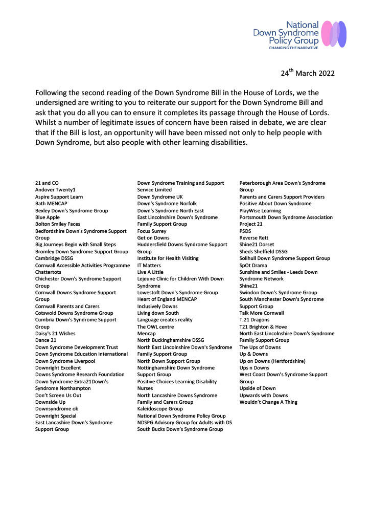 International, national, regional &amp; local charities unite tonight to reiterate our overwhelming support for the #DownSyndromeBill and call on 
<a href="/UKHouseofLords/">House of Lords</a>
 to ensure its successful passage through the 
<a href="/UKHouseofLords/">House of Lords</a>
 bit.ly/3JFb54i #PortsmouthDSA 
@baronesshollins