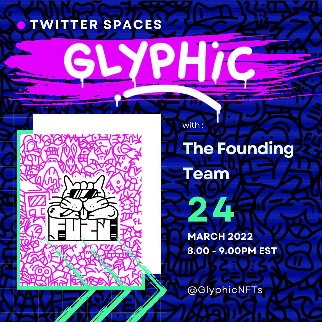 Tonight at 8PM EST join us on Twitter in our first Glyphic Spaces as we discuss the project vision👁️ roadmap🗺️ giveaways, and our first collection drop with Fuzi🔮

x.com/i/spaces/1MYxN…