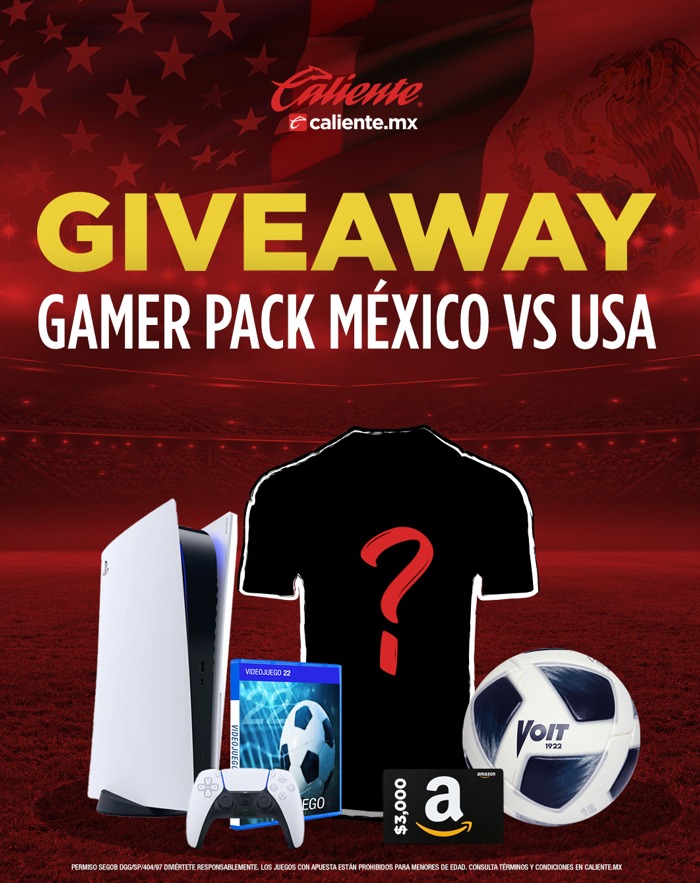 🚨GIVEAWAY MEXICANO🚨
 
¡GANA UN PS5, VIDEOJUEGO DE FUTBOL, JERSEY DE MÉXICO, GIFTCARD DE $3,000 Y UN BALÓN! 🇲🇽🎮⚽

1️⃣Dale🔁y❤️
2️⃣Síguenos en Twitter e Instagram 📲 <a href="/calientesports/">Caliente Sports</a> 📲instagram.com/caliente_sport…
3️⃣ Comenta tu usuario de Instagram y el Hashtag #MásAcciónMásDiversión🔥