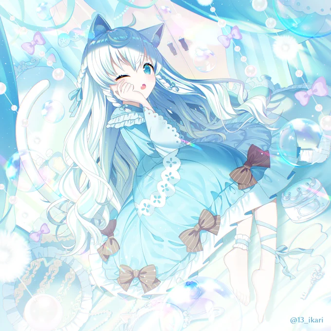 白猫のベッドルーム🎀#オリジナル 