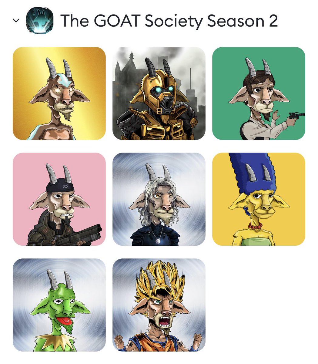 8LineDesigns's tweet photo. First NFT purchase was season 1. Had to dive in on season 2. @goatsocietynft I’ll be dropping my own art soon. #staytuned #8line @8LineDesigns https://t.co/RnKgCbTJ4V