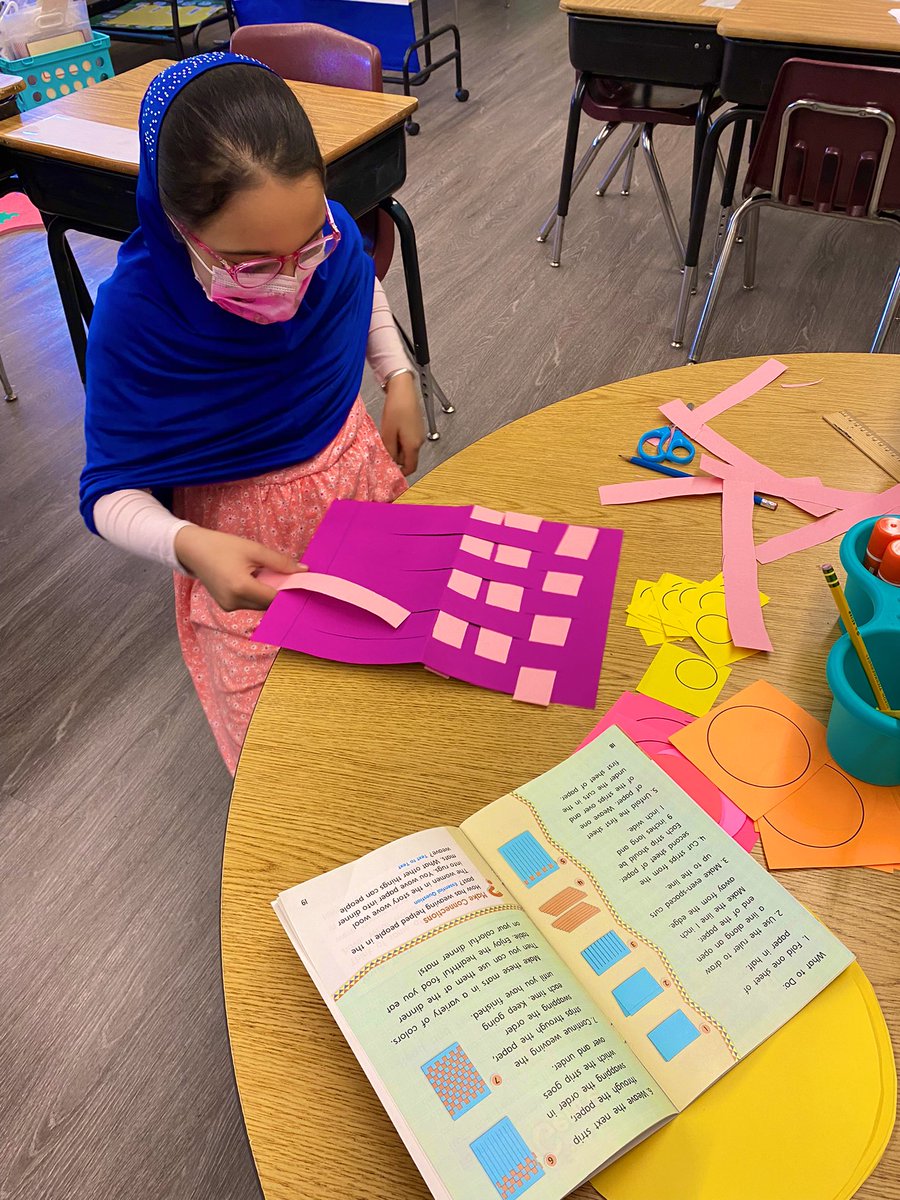 After reading a folktale in our Wonders leveled readers about weaving rugs, we followed their steps and weaved our own paper mats! #happeningathowell