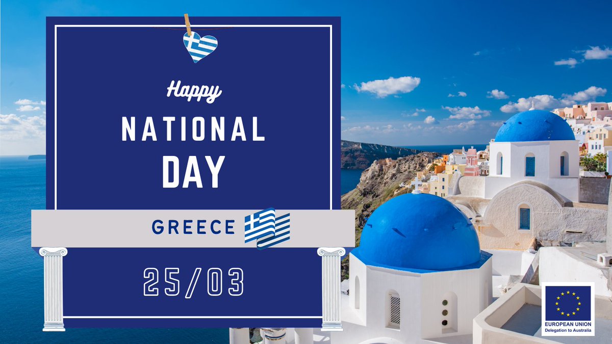 🇬🇷🇪🇺 Happy National Day to our friends at the <a href="/EmbassyOfGreece/">Greece in Australia</a> and the 400,000 + people in Australia with #Greek ancestry!🇦🇺
🏛️Χρόνια πολλά Ελλάδα! 
#Greece #TeamEurope