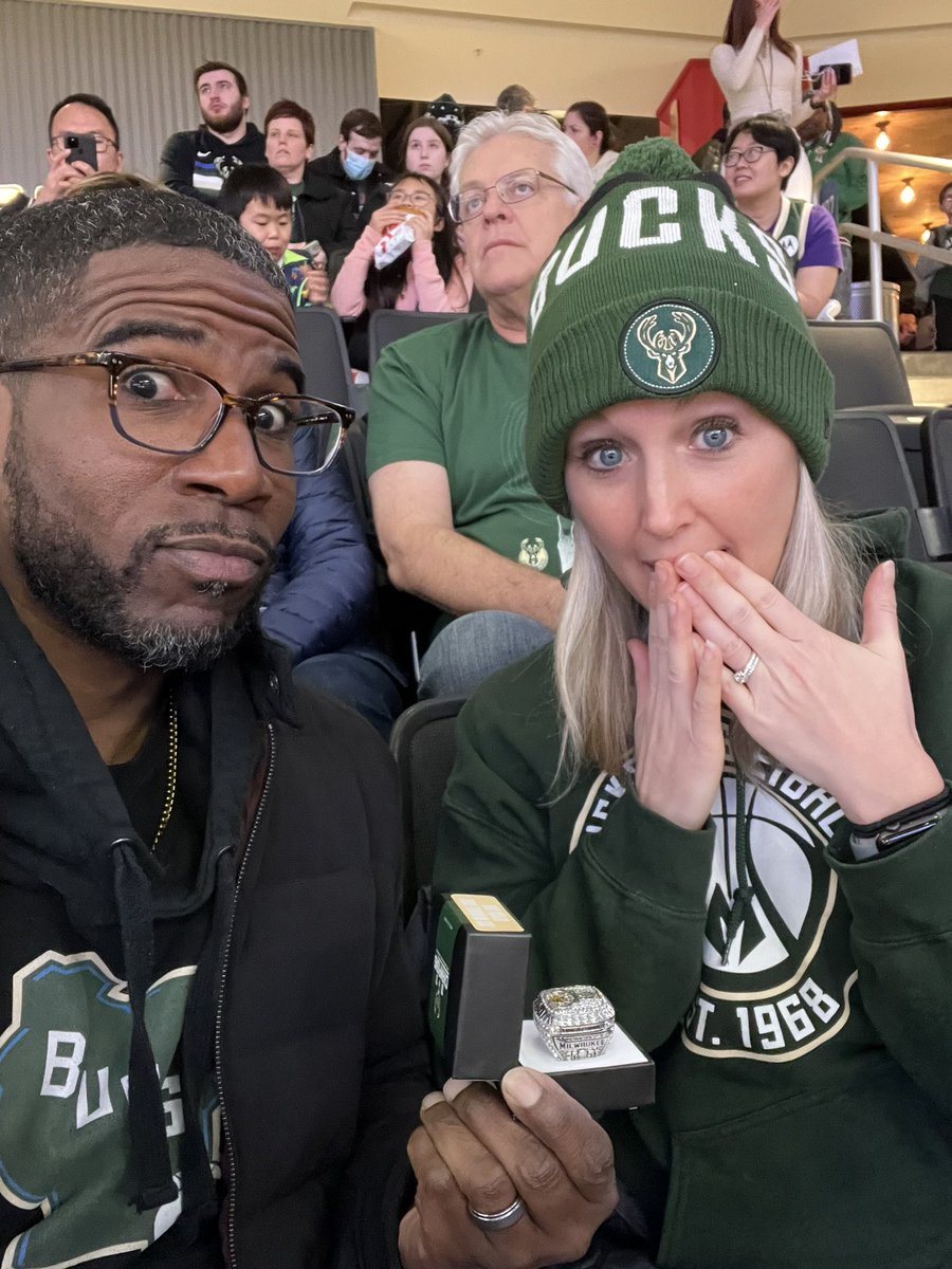 antjones21's tweet image. She said yes…..to another Bucks championship! 2022! Let’s go! #BucksInSix #kohlscourt