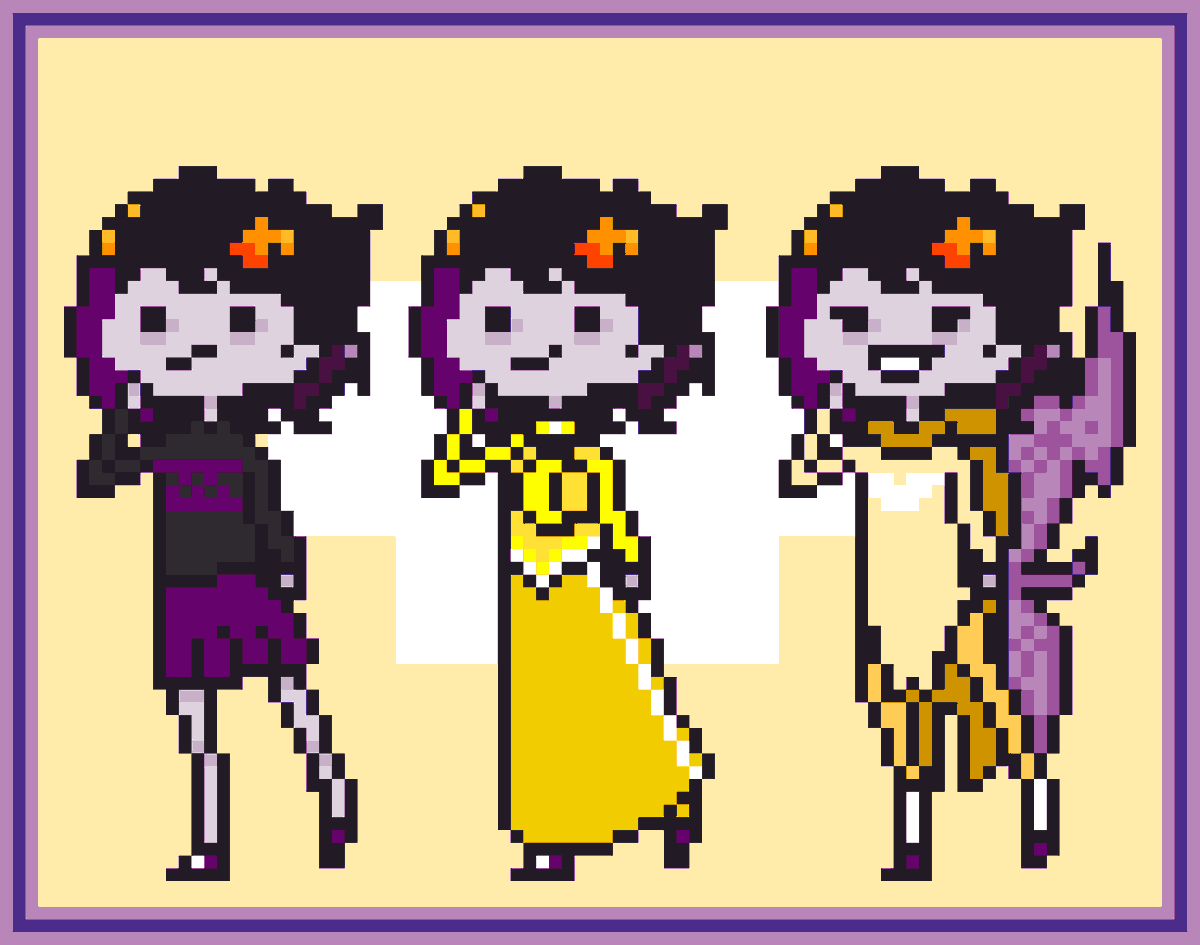 paruse_j's tweet photo. And I did more #Ministrife. The #ROGUEOfDOOM Is mine and the other two; #SEEROfVOID & #MAIDOfHOPE, are from my friends~
There's no lore (yet), so, just enjoy them.
#Homestuck #Fantroll #OC #Pixelart https://t.co/ZK6Cg90nVy