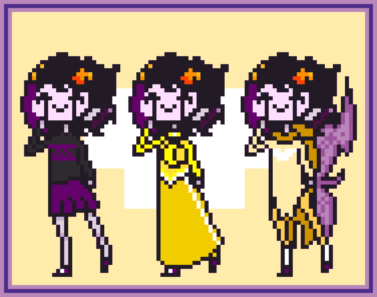 paruse_j's tweet photo. And I did more #Ministrife. The #ROGUEOfDOOM Is mine and the other two; #SEEROfVOID & #MAIDOfHOPE, are from my friends~
There's no lore (yet), so, just enjoy them.
#Homestuck #Fantroll #OC #Pixelart https://t.co/ZK6Cg90nVy