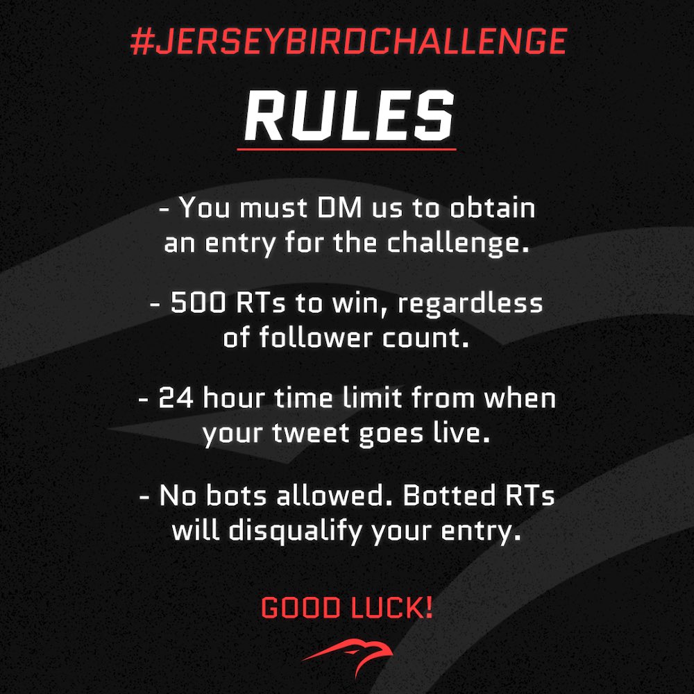 We’re baaaaack…

We gave away 500+ jerseys last year.

To enter, DM us asking for the jersey you want to win.

Good luck! 

#JERSEYBIRDCHALLENGE