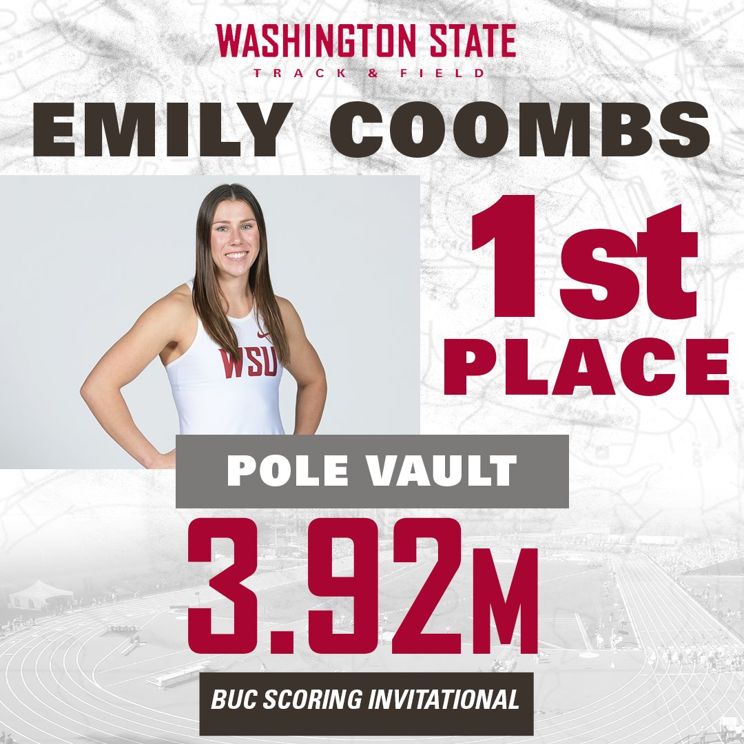 WSUCougarXCTF's tweet photo. Emily Coombs wins the women's pole vault with a mark of 3.92m and Kolby Weiss places 2nd with a mark of 3.77m!!! 

#GoCougs https://t.co/KbKB653WaI