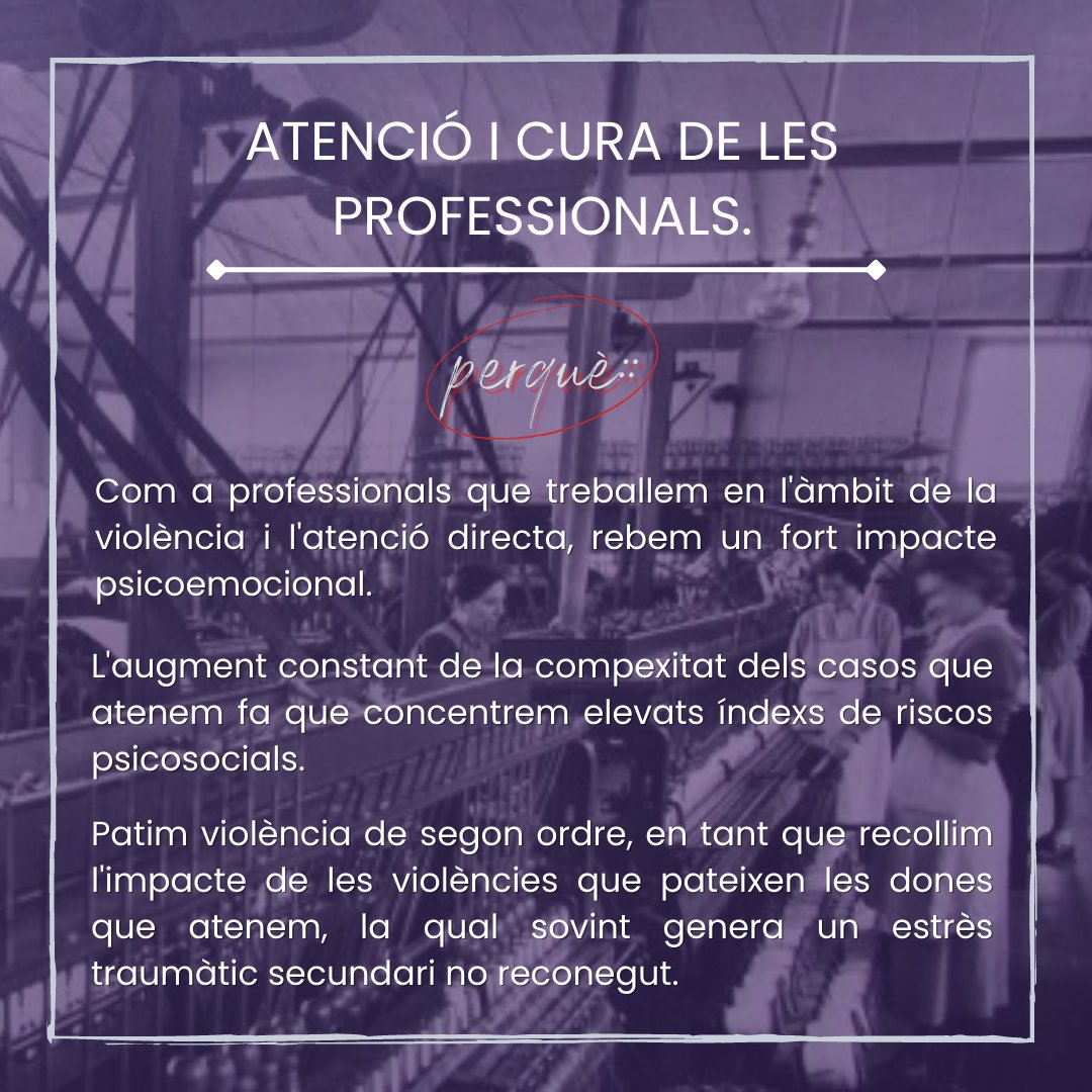 dignitatsies's tweet photo. 3. Atenció i cura de les professionals que acompanyem en els processos de recuperació de les violències masclistes.

#DignitatSIEs
[5/5]
👇 https://t.co/M6byiOI0Ik