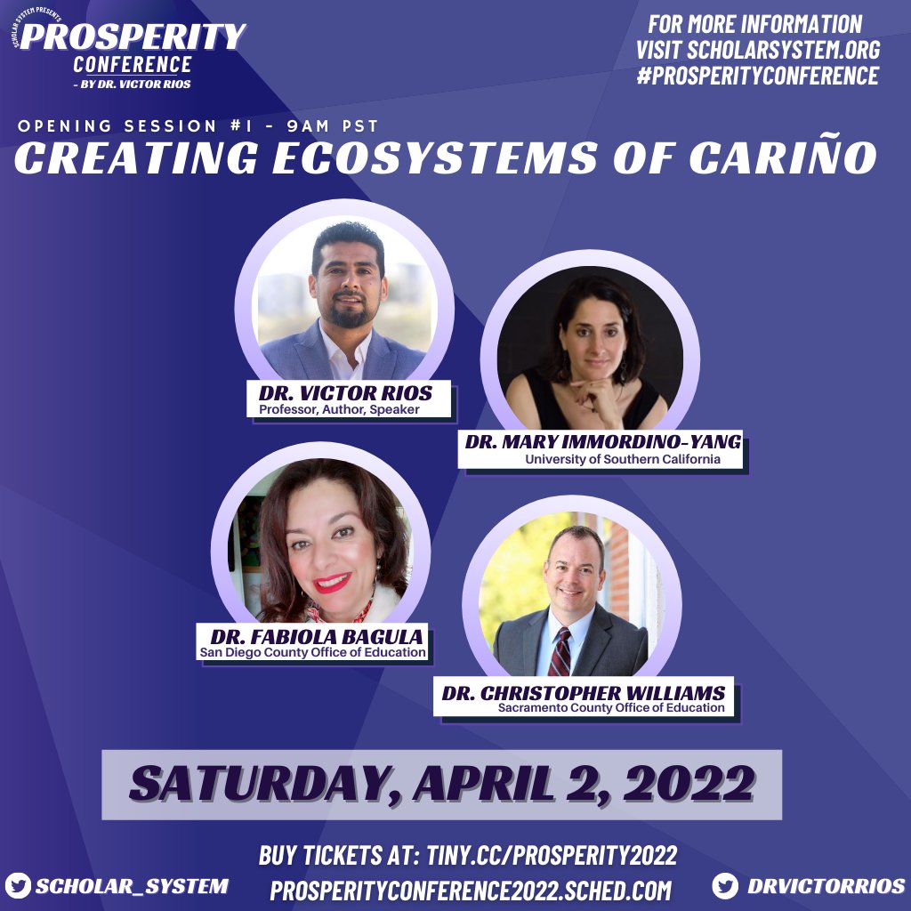 scholar_system's tweet photo. Thank you to our opening session panelist, who will join us for a conversation on creating "Ecosystems of Cariño" for teachers, counselors, staff, administrators, families,and students! Join us on Saturday April 2 2022 for our virtual #ProsperityConference
https://t.co/ksvqTweTnK https://t.co/2kGtf3kbT2