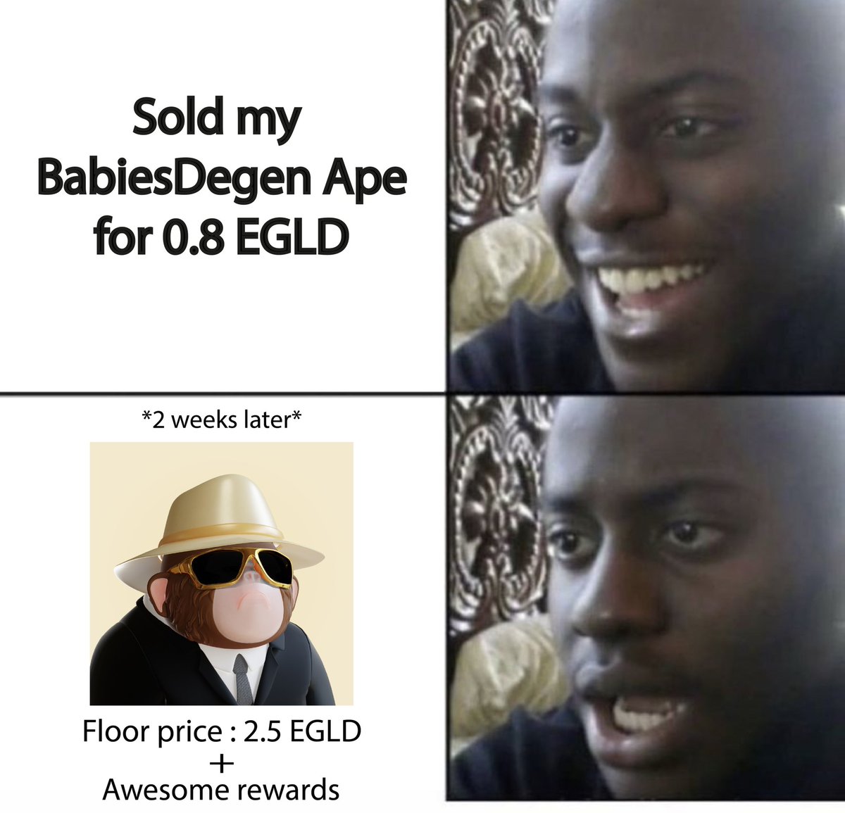 x100dro's tweet photo. @BabiesDegen @BabiesDegen TO THE MOON📈🚀🦍 #nft #elrondnetwork #BabiesDegen #Giveaway https://t.co/I3OASJdCrQ