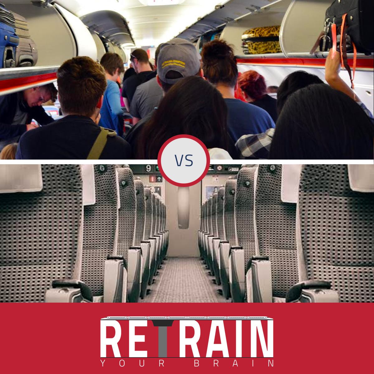 Tired of the armpit-to-face contact and the awkward leaning around people to store your luggage? Rethink comfortable travel with the high-speed train. #RetrainYourBrain