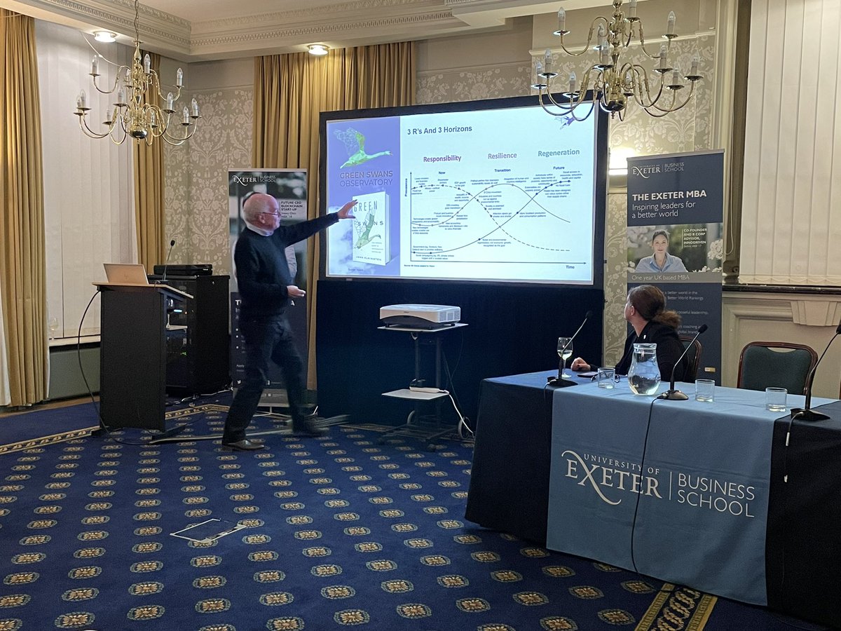 Tonight, we’re attending an event featuring Business Author and Founder and Chief Pollinator at Volans, John Elkington. 

We’ll be sharing some insightful quotes from his talk in this thread. 💬 <a href="/UofEBusiness/">University of Exeter Business School</a> <a href="/UniofExeter/">University of Exeter</a>