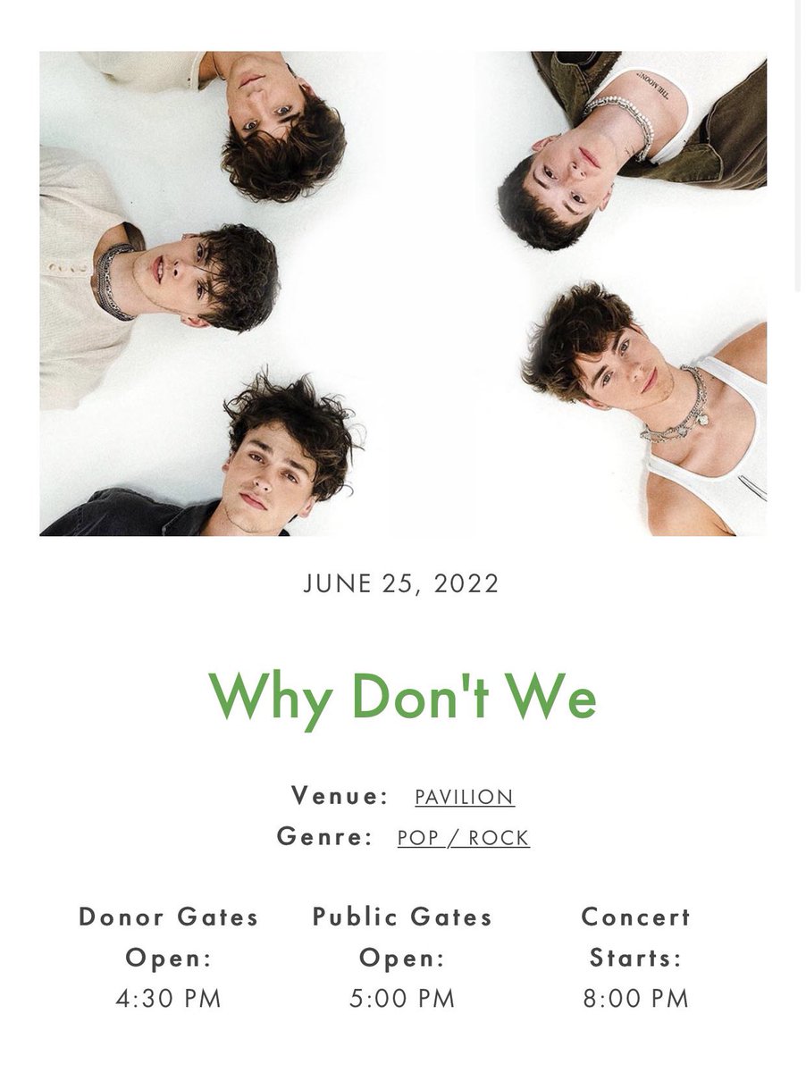 .<a href="/whydontwemusic/">Why Don’t We</a> will be peforming at the Ravinia Festival June 25th!

Tickets go on sale May 4th

More info and tickets: ravinia.org/ShowDetails/19…