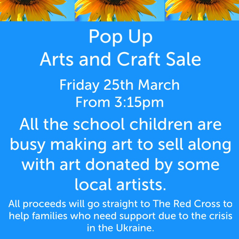 🎨🇺🇦Don’t forget to pop by after school tomorrow, lots of art work on sale and by silent auction. Everything raised will be going to the Red Cross for the Ukraine Crisis. 🇺🇦🎨 #redcross #school #Batheaston #ukraine
