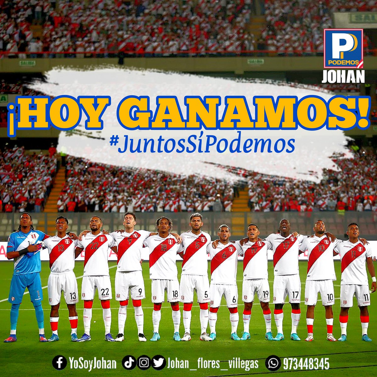 ¡HOY JUEGA LA BICOLOR!🇵🇪
Hoy 24 de marzo por la fecha 17 de las clasificatorias Qatar 2022. Uruguay🇺🇾 vs Perú🇵🇪 a las 18:30 horas en el Estadio Monumental de Montevideo... hoy hacemos historia.❤
#JuntosSíPodemos #Perú #Uruguay  #Fútbol