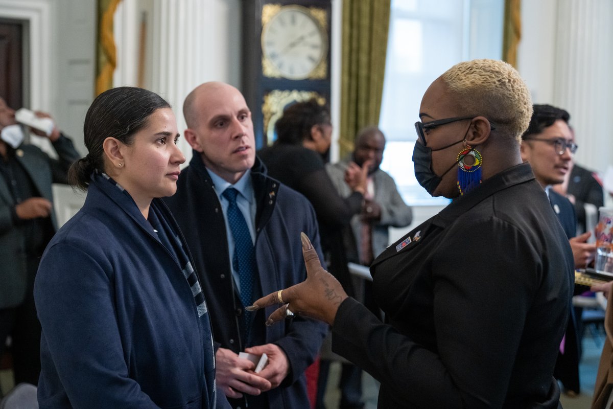 .<a href="/NYCMayor/">Mayor Eric Adams</a> hosts a roundtable meeting with members of the transgender people of color community earlier today at City Hall.
