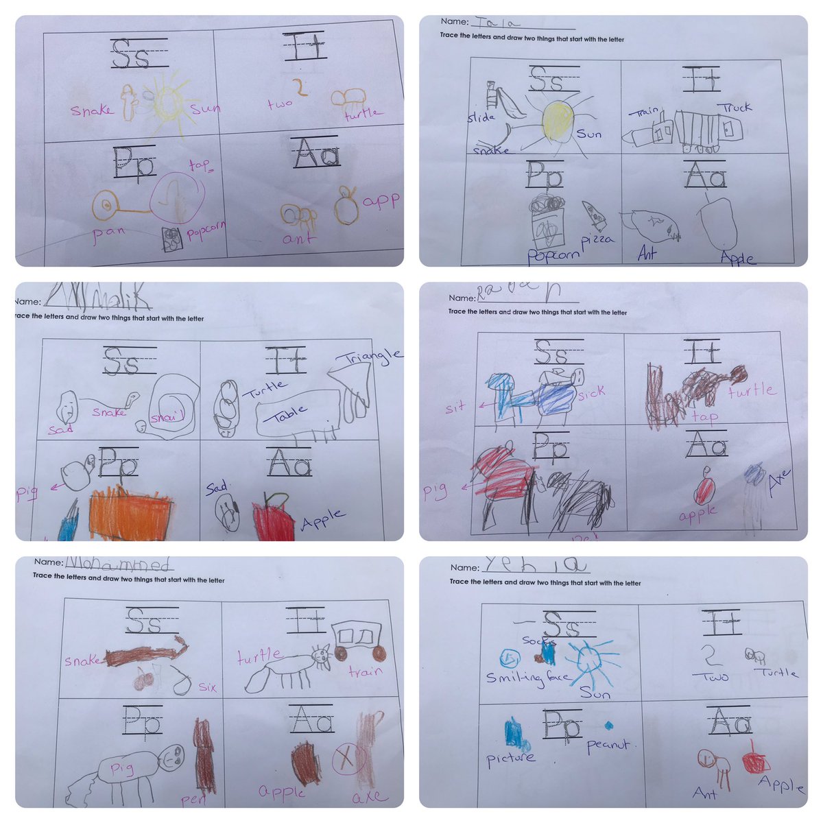 Darineyassine's tweet photo. kG3C learners revealed their creativity while generating words that start with different letters’ sounds and drew them in this organized and nice way ! 👏🏻 Great job #Language #BeginningSounds #AssessmentOfLearning @tbaassiri @Hhhsinfo @TawilNoor @DaraziFarah https://t.co/Nj3kaRZWhx