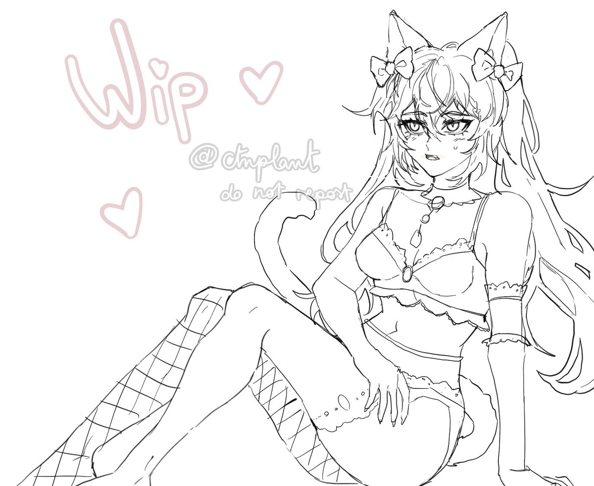 wip for keqing lingerie acrylic standee~
my brother adopted a kitten today so she's as a cat girl to celebrate <3 #原神 