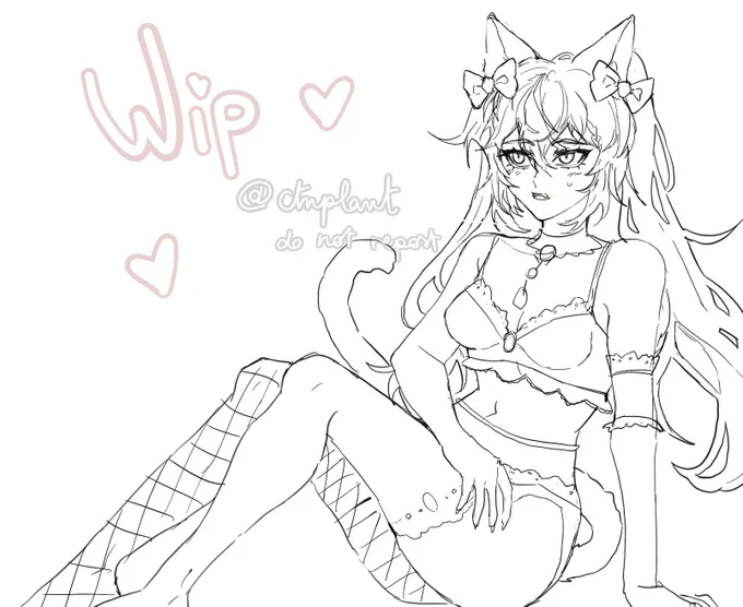 wip for keqing lingerie acrylic standee~
my brother adopted a kitten today so she's as a cat girl to celebrate <3 #原神 