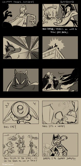 I made this storyboard/beatboard of something for no reason at all ajshjshj. A hybrid of random classic with no context looneytunes episodes and sitcom

#storytelling #LooneyTunes 