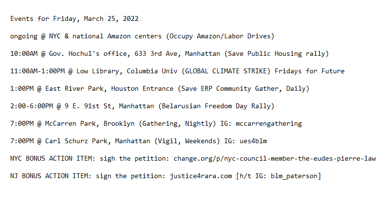protest_nyc's tweet photo. Events for Friday, 3/25/22, include: https://t.co/vE0LMFZj1R