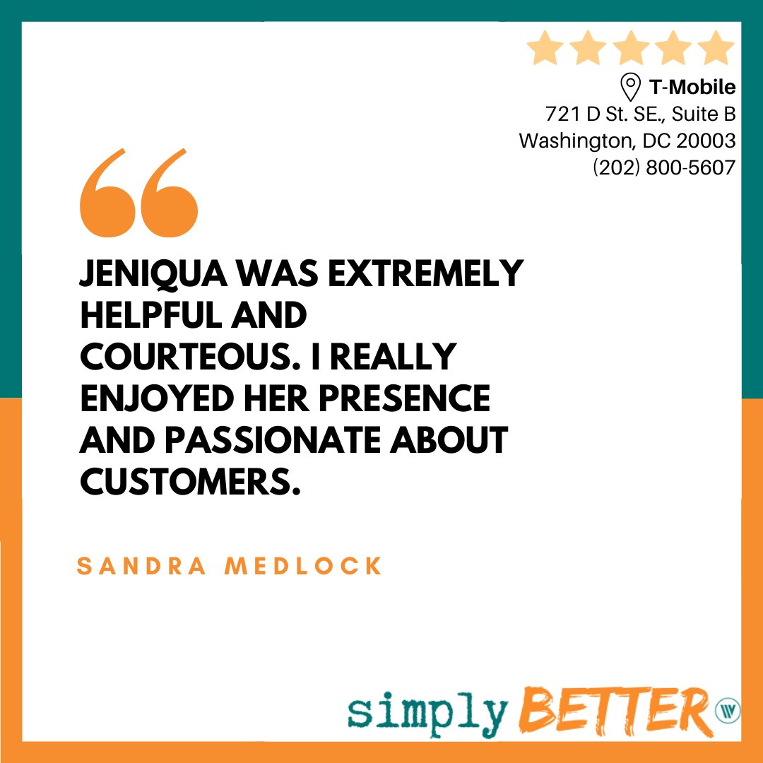 Aaron Tubbs (@aarontubbs_) on Twitter photo #TestimonialThursday shout-out goes to *drum roll* - Jeniqua Pearson at our Capitol Hill T-Mobile location! Jeniqua knows the importance of customer satisfaction! Thank you for all you do and keep up the great work! #SimplyBetterAtWV <a href="/WirelessVision/">Wireless Vision</a> <a href="/LTrain_Dawood/">Lawrence Dawood</a> #TestimonialThursday shout-out goes to *drum roll* - Jeniqua Pearson at our Capitol Hill T-Mobile location! Jeniqua knows the importance of customer satisfaction! Thank you for all you do and keep up the great work! #SimplyBetterAtWV <a href="/WirelessVision/">Wireless Vision</a> <a href="/LTrain_Dawood/">Lawrence Dawood</a>