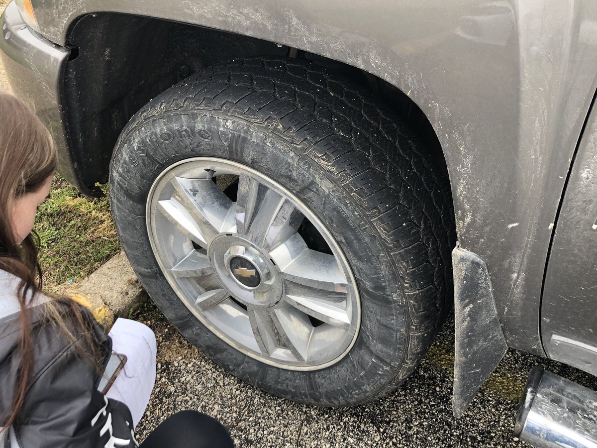 Intro to Auto students taking a deeper look into tires today.  They were tasked with identifying all the tire information including brand and model, size, speed and load rating, and manufacture date. They also had to price out a replacement.  #rowvastrong #cte #autoshop