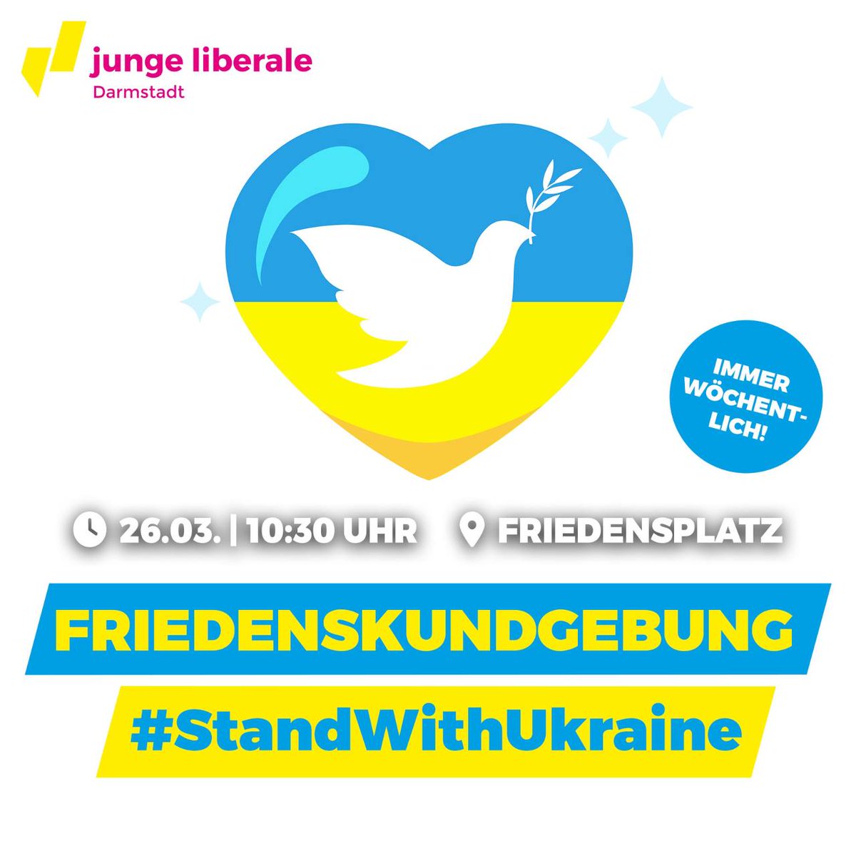 Über ein Monat Krieg in der #Ukraine!
Wir schauen nicht weg und solidarisieren uns mit der Ukraine. Russland muss die Ukraine verlassen und die Souveränität der Ukraine vollständig anerkennen.

#UkraineWar