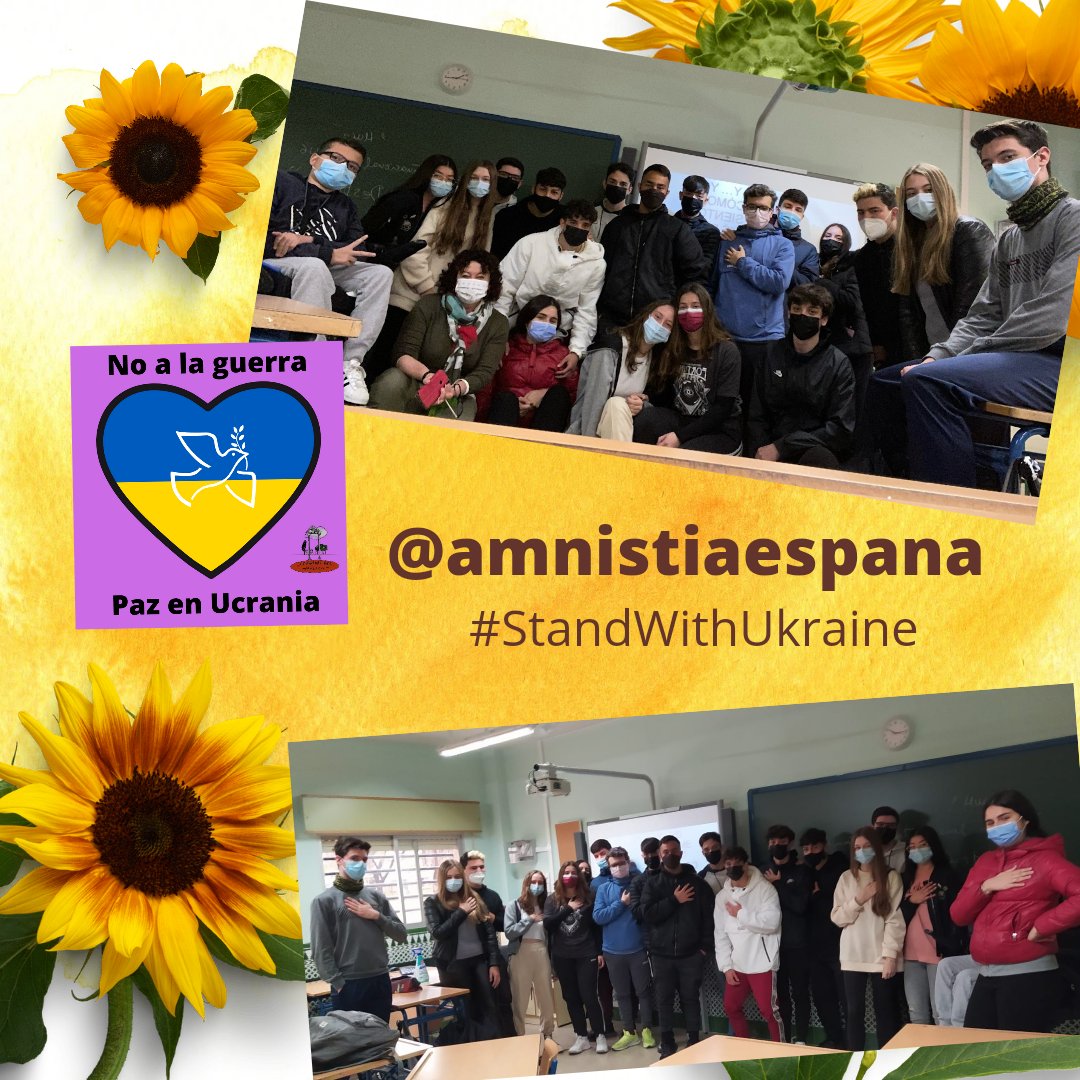 PortadaCoeduca's tweet photo. ¡Actúa!
24 marzo 2022: Día de Acción Global Ucrania
El alumnado de 1°Bachillerato A (en clase de Filosofía) se ha unido hoy a la propuesta de @amnistiaespana para reflexionar sobre las atrocidades que está sufriendo el pueblo Ucraniano en esta guerra.
#StandWithUkraine
#Ukraine https://t.co/dml7ltY8MB
