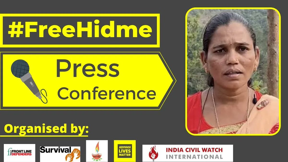 Watch the press conference calling for the release of Hidme Markam cosponsored by <a href="/AdivasisMatter/">#AdivasiLivesMatter</a>, <a href="/FrontLineHRD/">Front Line Defenders</a>, <a href="/Hindus4HR/">Hindus for Human Rights</a>, PUCL Chhatisgarh, and <a href="/Survival/">Survival International</a>. #FreeHidme #FreeAllPoliticalPrisoners #indigenousrights #adivasi 

buff.ly/3Itv4kV