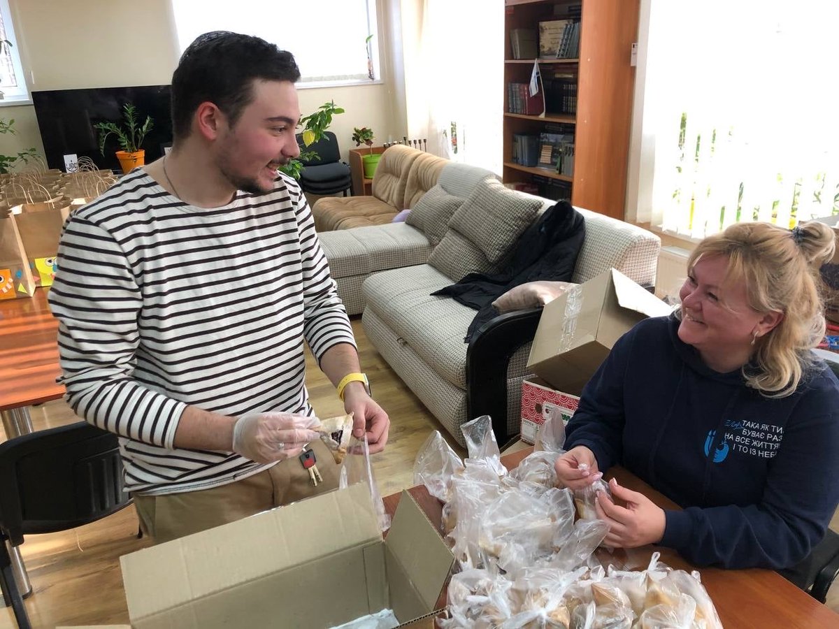 BBYOInsider's tweet photo. We would like to extend our gratitude to every chapter around the Order who has been been assisting with supporting efforts in Ukraine. These photos are from our siblings at the Bet Graham JCC in Ukraine putting together Mishloach Manot baskets from money that we raised for them. https://t.co/uwRcJUhTbw