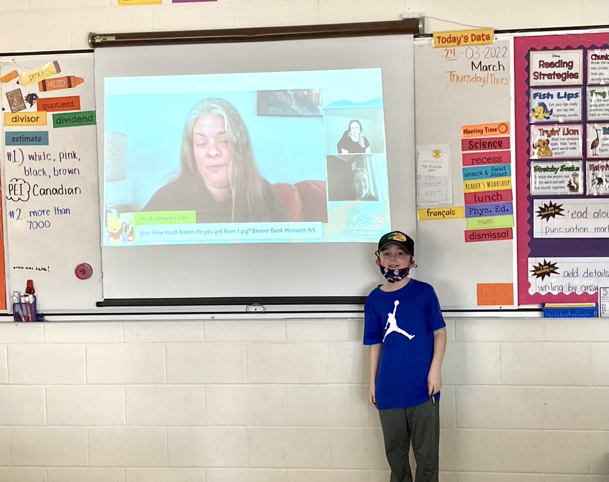 3/4A asked a number of great questions during their virtual field trip to Farmer Amy’s Pork Farm in PEI today. Well done, everyone! 👏 <a href="/aulenback13/">Chelsea Aulenback</a> #GCFT22Contest <a href="/AITCCanada/">AITCCanada</a>