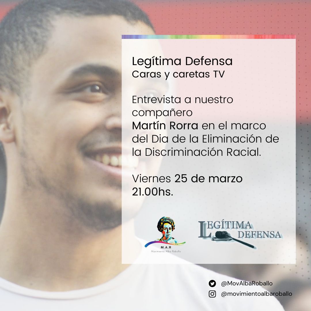 MovAlbaRoballo's tweet photo. Este Viernes 25 a las 21hs habrá un gran programa de #legítimadefensa de la mano de nuestro compañero @martin_rorra https://t.co/e8l7eVgeMc