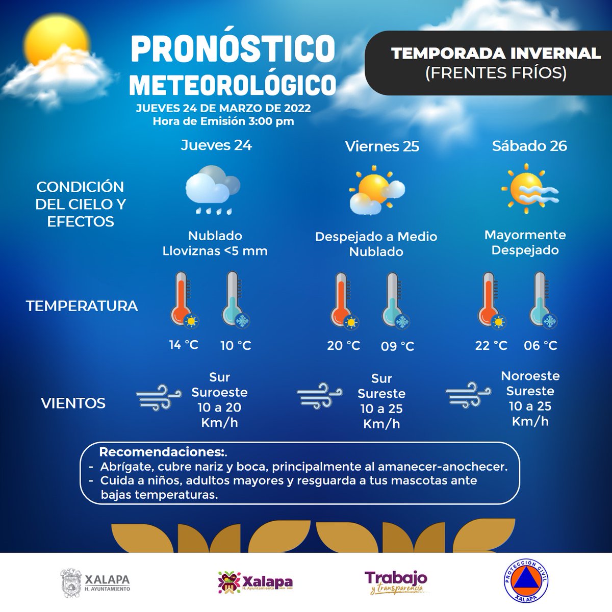 pc_xal's tweet photo. #PronósticoMeteorológico Vespertino para la Región de Xalapa.
#TrabajoYTransparencia
#PCXalapa
#Xalapa https://t.co/l4MskURmdV