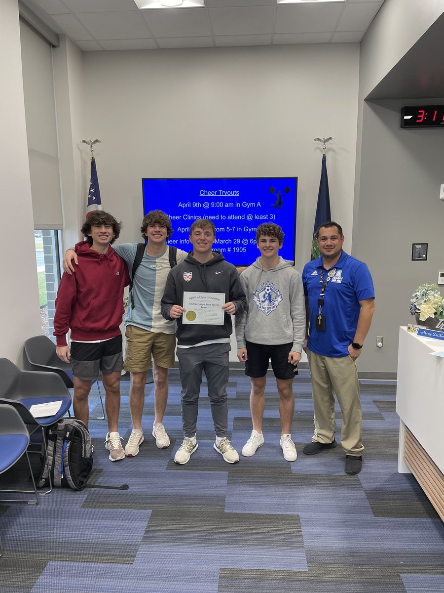 Our boys soccer team has been awarded the KSHSAA Spirt of Sport Award and are in consideration for national recognition! Very proud of the boys soccer players and coaches for how well they represented Andover High