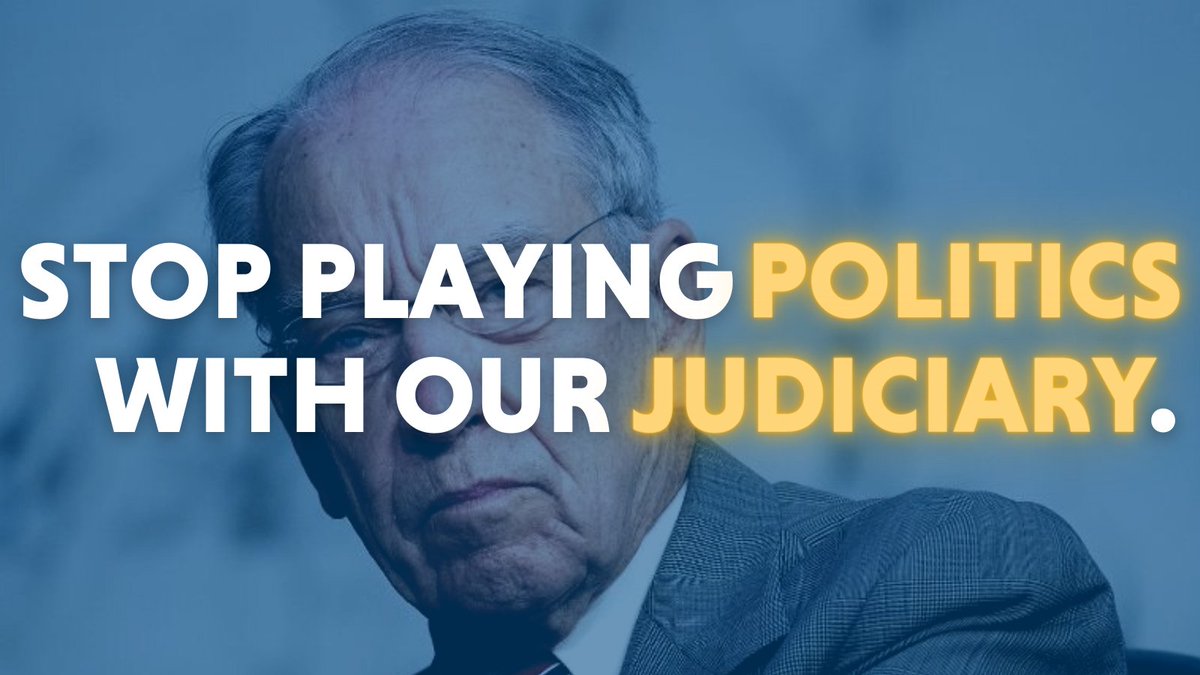 Abby4Iowa's tweet photo. We all watched @ChuckGrassley interrogate Judge Ketanji Brown Jackson this week.
For over 4 decades, he's played politics with our judiciary—holding up qualified Justices while ramming through conservative extremists.
Enough is enough. He's been in Washington #toodamnlong. https://t.co/5P1GiGQfzR