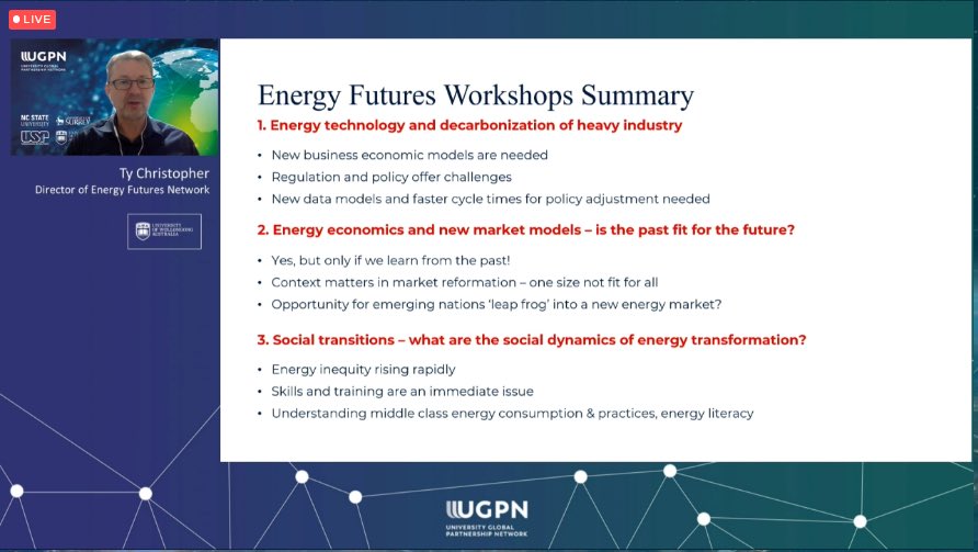 University Global Partnership Network (@ugpnetwork) on Twitter photo Fascinating reflections from Ty Christopher of <a href="/uowresearch/">UOW Research</a> on the #UGPN research workshops on Energy Futures. Participants from across the #UGPN network shared ideas and planned collaboration in this vital area ⚡️ 🌎 <a href="/UniOfSurrey/">University of Surrey</a> <a href="/aucani_usp/">USP International Office</a> @NCStateGlobal Fascinating reflections from Ty Christopher of <a href="/uowresearch/">UOW Research</a> on the #UGPN research workshops on Energy Futures. Participants from across the #UGPN network shared ideas and planned collaboration in this vital area ⚡️ 🌎 <a href="/UniOfSurrey/">University of Surrey</a> <a href="/aucani_usp/">USP International Office</a> @NCStateGlobal
