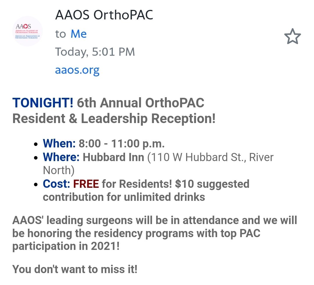 #OrthoResidents looks like a fun event in Chicago tonight!