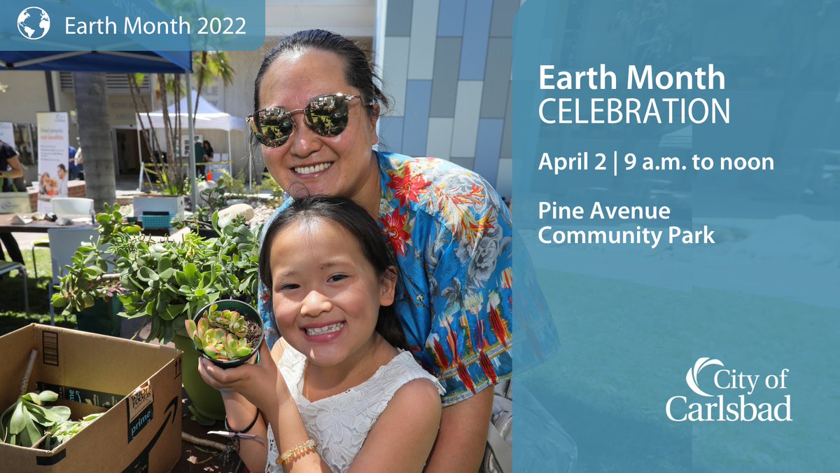 carlsbadcagov's tweet photo. Celebrate 🌎 Earth Month with us!
🕙 April 2, 9 a.m. to noon
📍 Pine Avenue Community Park
🪁 Family friendly activities
♻️Composting workshops
🎸Live music and more!
Learn more https://t.co/6i1ZCrGqCA
#Carlsbad #CarlsbadEarthMonth #earthfriendly #sustainability #funforfamily https://t.co/P2iS0cbQVc