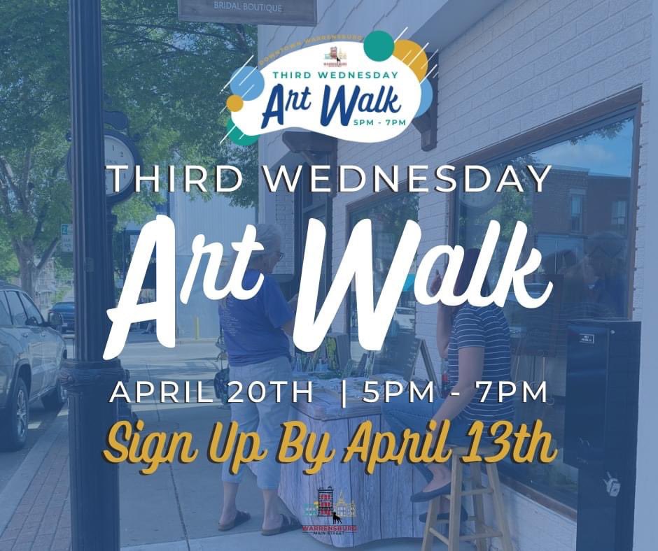 WBurgMainStreet's tweet photo. Join us on Third Wednesday’s for Art Walks in Downtown Warrensburg! Want to participate? Sign up here: https://t.co/o7S72xYwMD https://t.co/llQRPB8tSK